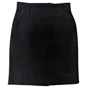 Wrapper Black Pencil Skirt Size 9 Back Slit Belt Loops Knee Length Career Casual